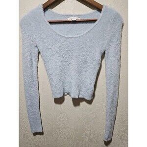 Aeropostale Y2K Bella Fuzzy Cropped Sweater Top Long Sleeve XS Eyelash Fairycore
